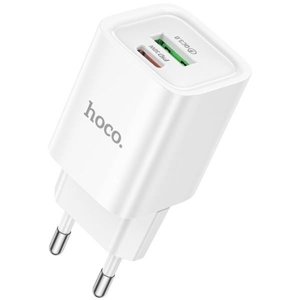 Фото - Мережевий зарядний пристрій HOCO C149A Charm PD30W+QC3.0 charger (EU) White (6942007630337)